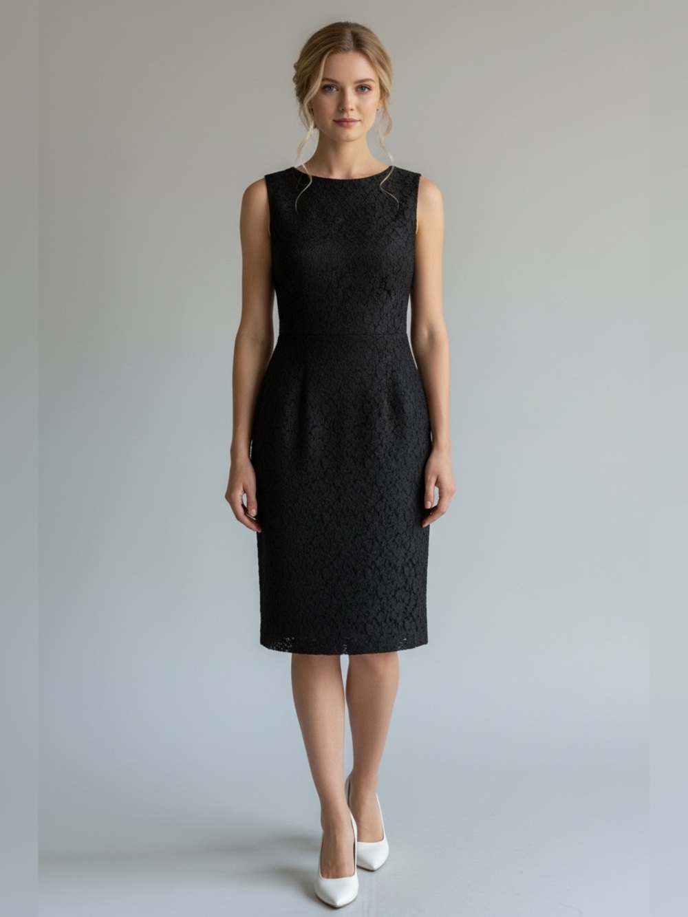 Vintage Michael Kors Collection Sleeveless Black Matelassé/Jacquard Sheath Dress